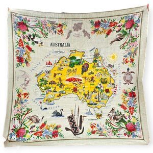 Australia Map Pure Linen Table Cloth Wall Hanging
